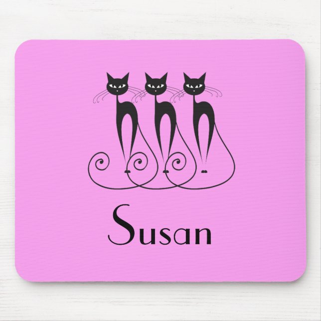Black cat silhouette funny mouse mat (Front)