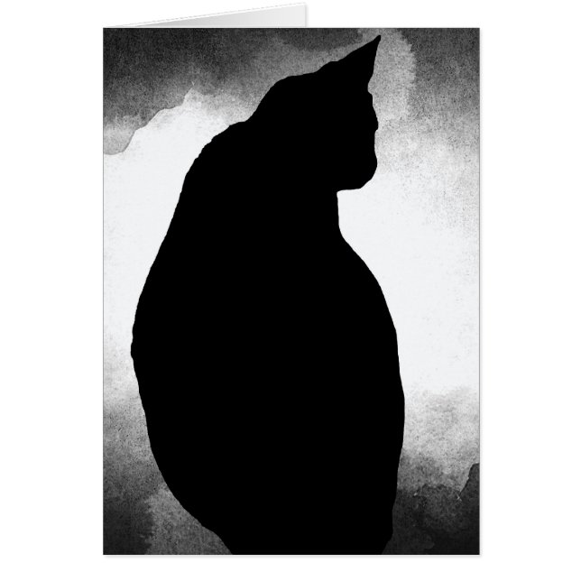 Black Cat Silhouette Greeting Card (Front)