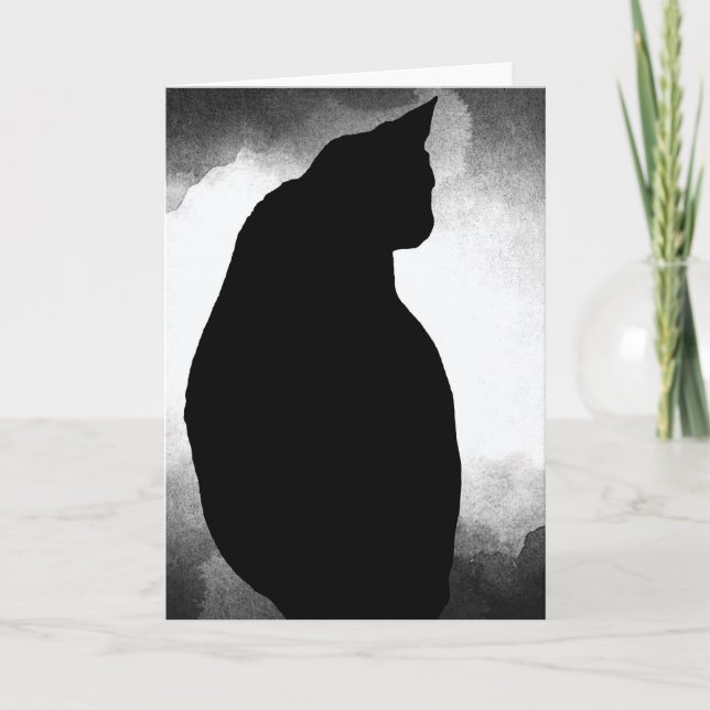 Black Cat Silhouette Greeting Card (blank inside) (Front)