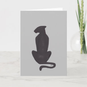 Black Cat Silhouette grey greeting card (blank)