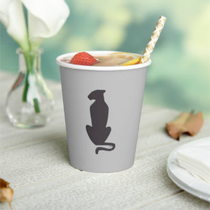 Black Cat Silhouette grey paper cups