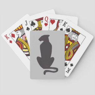 Black Cat Silhouette grey Poker playing cards