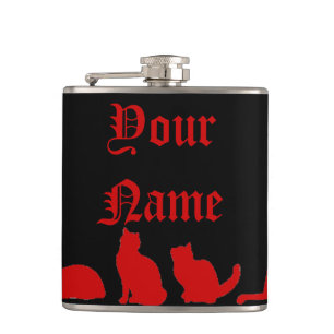Black Cat silhouette Hip Flask
