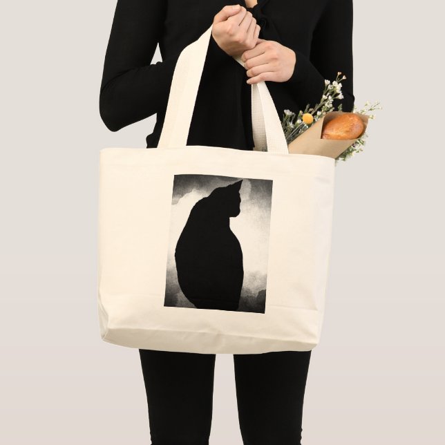 Black Cat Silhouette Jumbo Tote Bag (Front (Product))