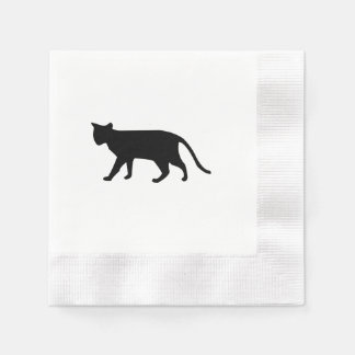 Black Cat Silhouette Kitten Purr Meow Simple Art Napkin
