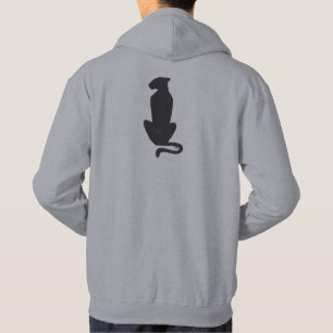 Black Cat Silhouette men grey hooded sweatshirt
