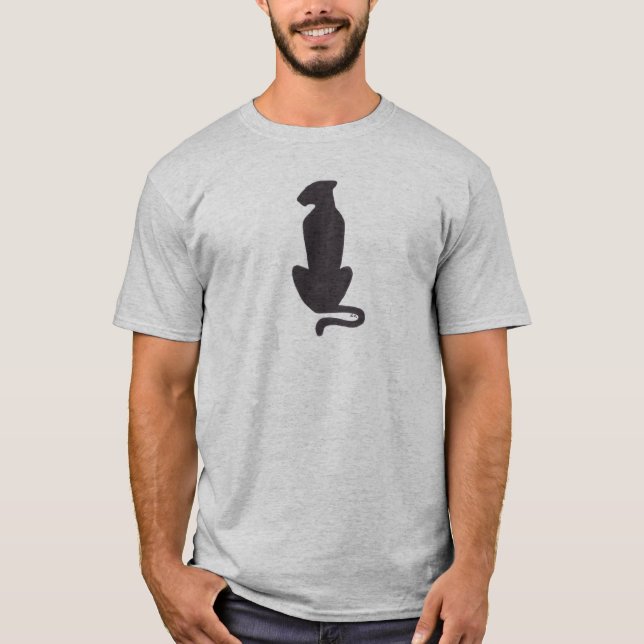 Black Cat Silhouette men grey T-shirt (Front)