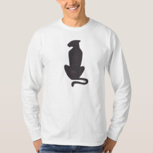Black Cat Silhouette men white long sleeve shirt