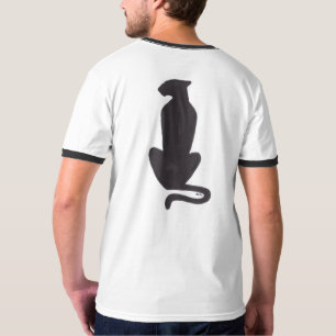 Black Cat Silhouette men white ringer T-shirt back