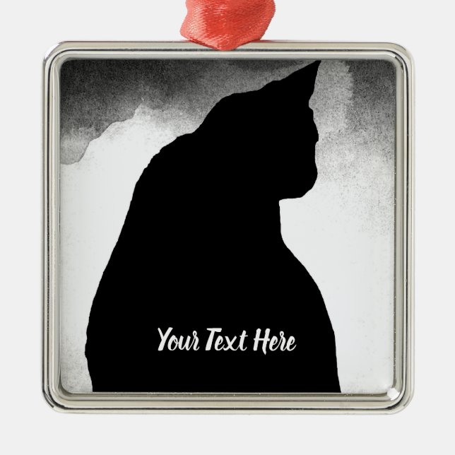 Black Cat Silhouette Metal Tree Decoration (Front)