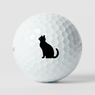 Black Cat Silhouette Minimalist Cat Lovers Gift Golf Balls