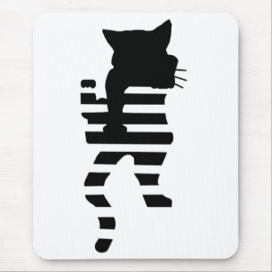 Black Cat Silhouette Mouse Mat