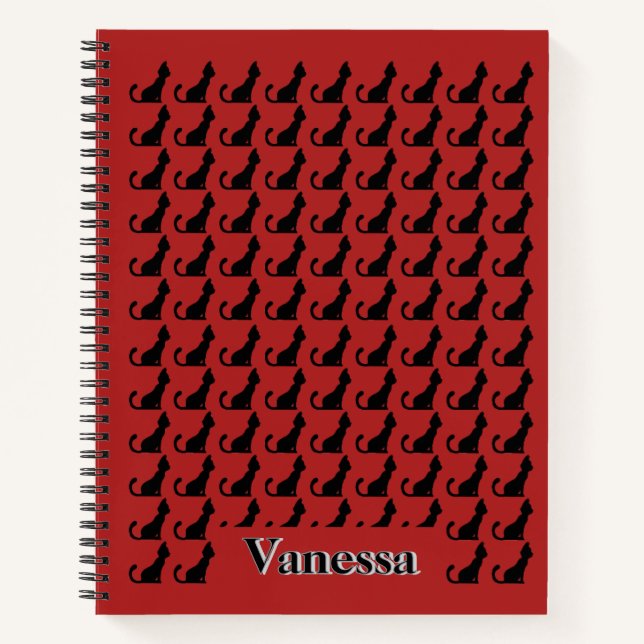 Black Cat Silhouette Notebook  (Front)