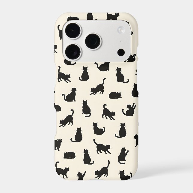 Black Cat Silhouette Pattern iPhone Case (Back)