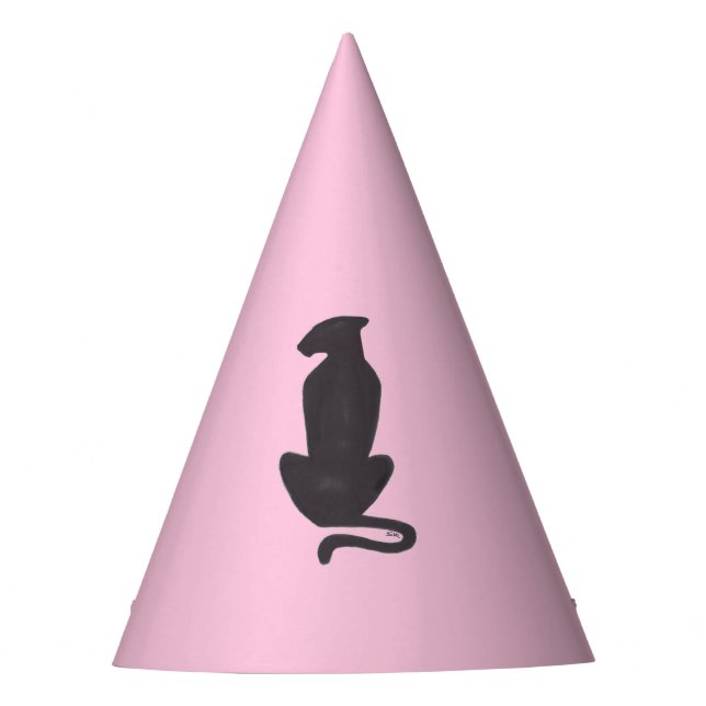 Black Cat Silhouette pink party hats (Front)