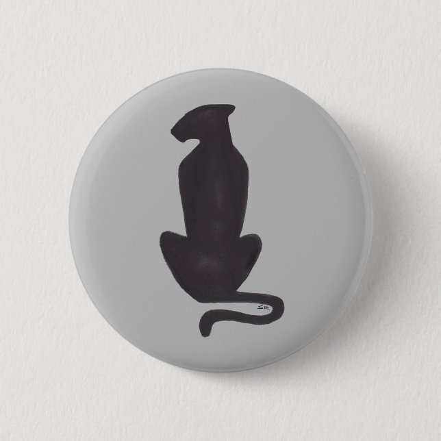 Black Cat Silhouette round button (Front)