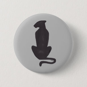 Black Cat Silhouette round button
