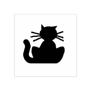 Black Cat Silhouette Rubber Stamp