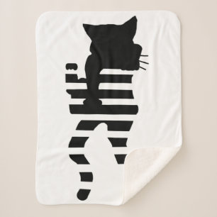 Black Cat Silhouette Sherpa Blanket