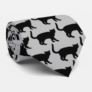 Black Cat Silhouette Tie