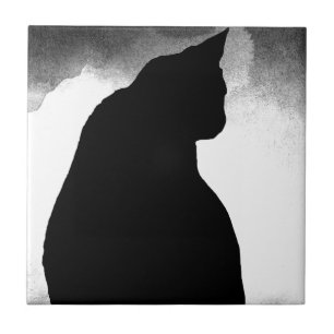 Black Cat Silhouette Tile