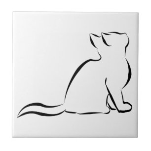 Black cat silhouette tile