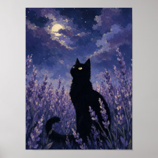 Black Cat Silhouette Wall Art — Lavender Field Nig