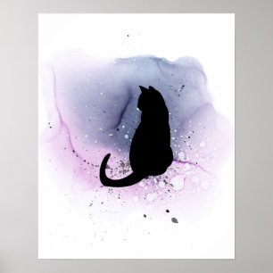 Black Cat Silhouette Wall Décor Poster