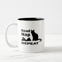 Black Cat Silhouette with Book Quote Art Mug