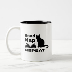Black Cat Silhouette with Book Quote Art Mug
