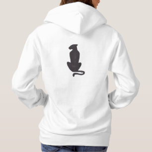 Black Cat Silhouette women white hooded sweatshirt