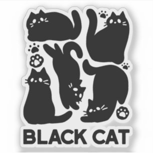 Black Cat Silhouettes - Cute Feline Design