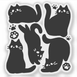 Black Cat Silhouettes - Cute Feline Design