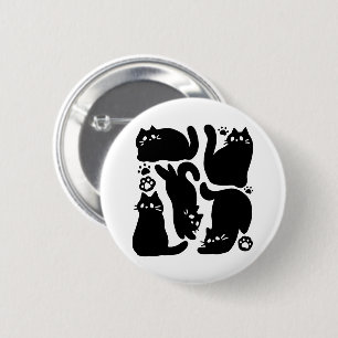 Black Cat Silhouettes - Cute Feline Design 6 Cm Round Badge