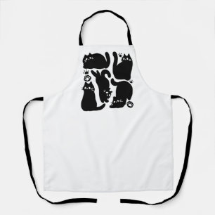 Black Cat Silhouettes - Cute Feline Design Apron
