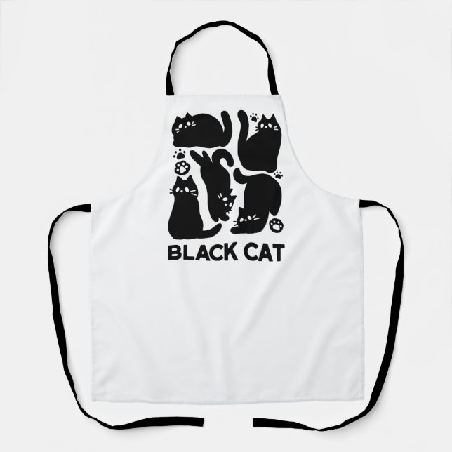 Black Cat Silhouettes - Cute Feline Design Apron (Front)