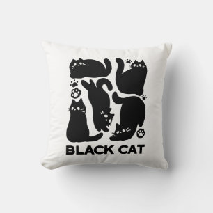 Black Cat Silhouettes - Cute Feline Design Cushion