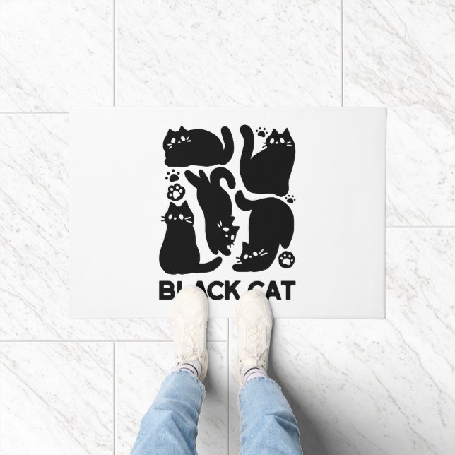 Black Cat Silhouettes - Cute Feline Design Doormat (Indoor)