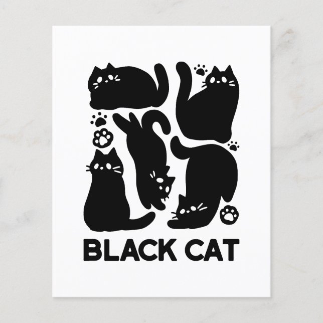 Black Cat Silhouettes - Cute Feline Design Flyer (Front)