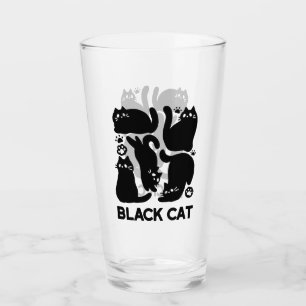 Black Cat Silhouettes - Cute Feline Design Glass