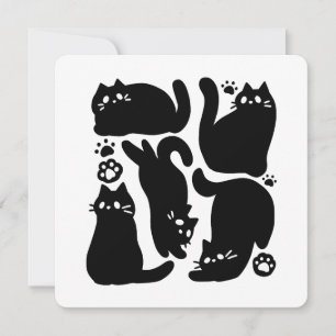 Black Cat Silhouettes - Cute Feline Design Holiday Card