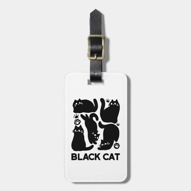 Black Cat Silhouettes - Cute Feline Design Luggage Tag (Front Vertical)