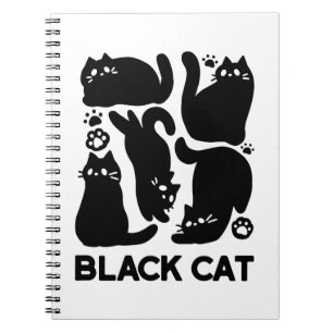 Black Cat Silhouettes - Cute Feline Design Notebook