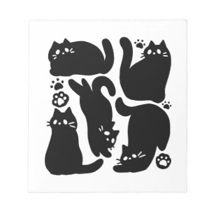 Black Cat Silhouettes - Cute Feline Design Notepad