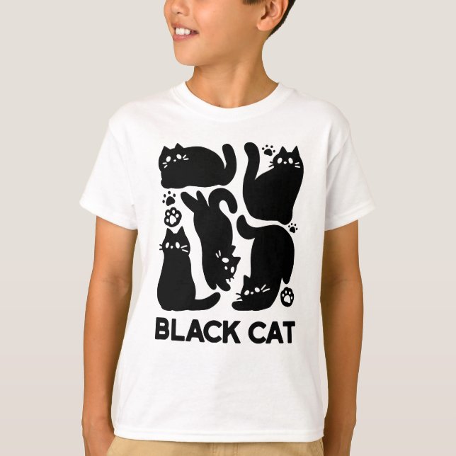 Black Cat Silhouettes - Cute Feline Design T-Shirt (Front)