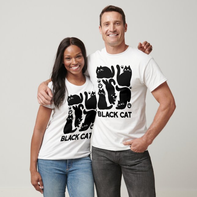 Black Cat Silhouettes - Cute Feline Design T-Shirt (Unisex)
