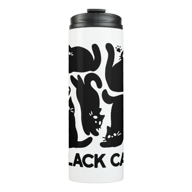 Black Cat Silhouettes - Cute Feline Design Thermal Tumbler (Front)