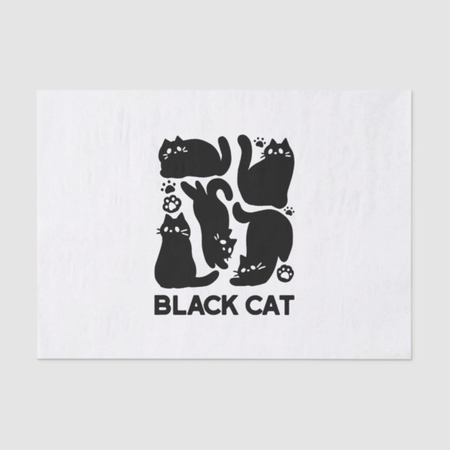 Black Cat Silhouettes - Cute Feline Design Tissue Paper (Front)