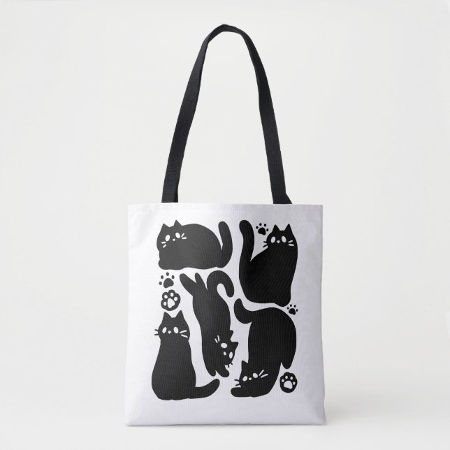 Black Cat Silhouettes - Cute Feline Design Tote Bag (Front)