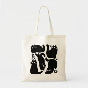 Black Cat Silhouettes - Cute Feline Design Tote Bag